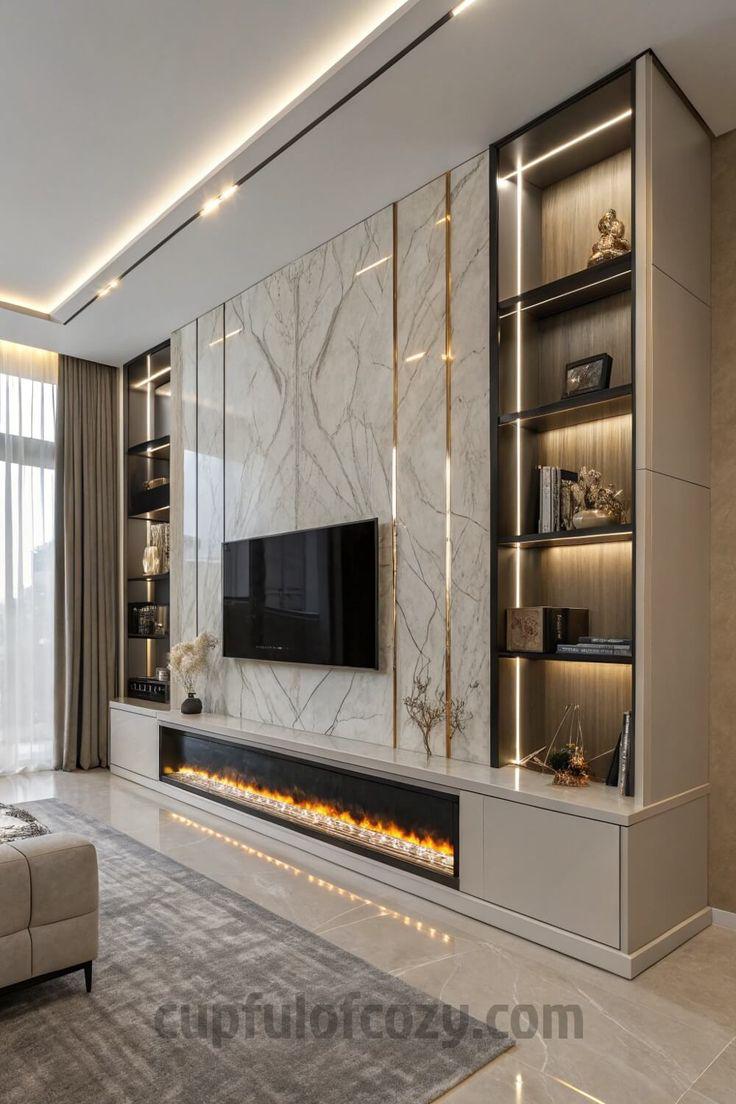 Marble, Brass & Fire Media Wall